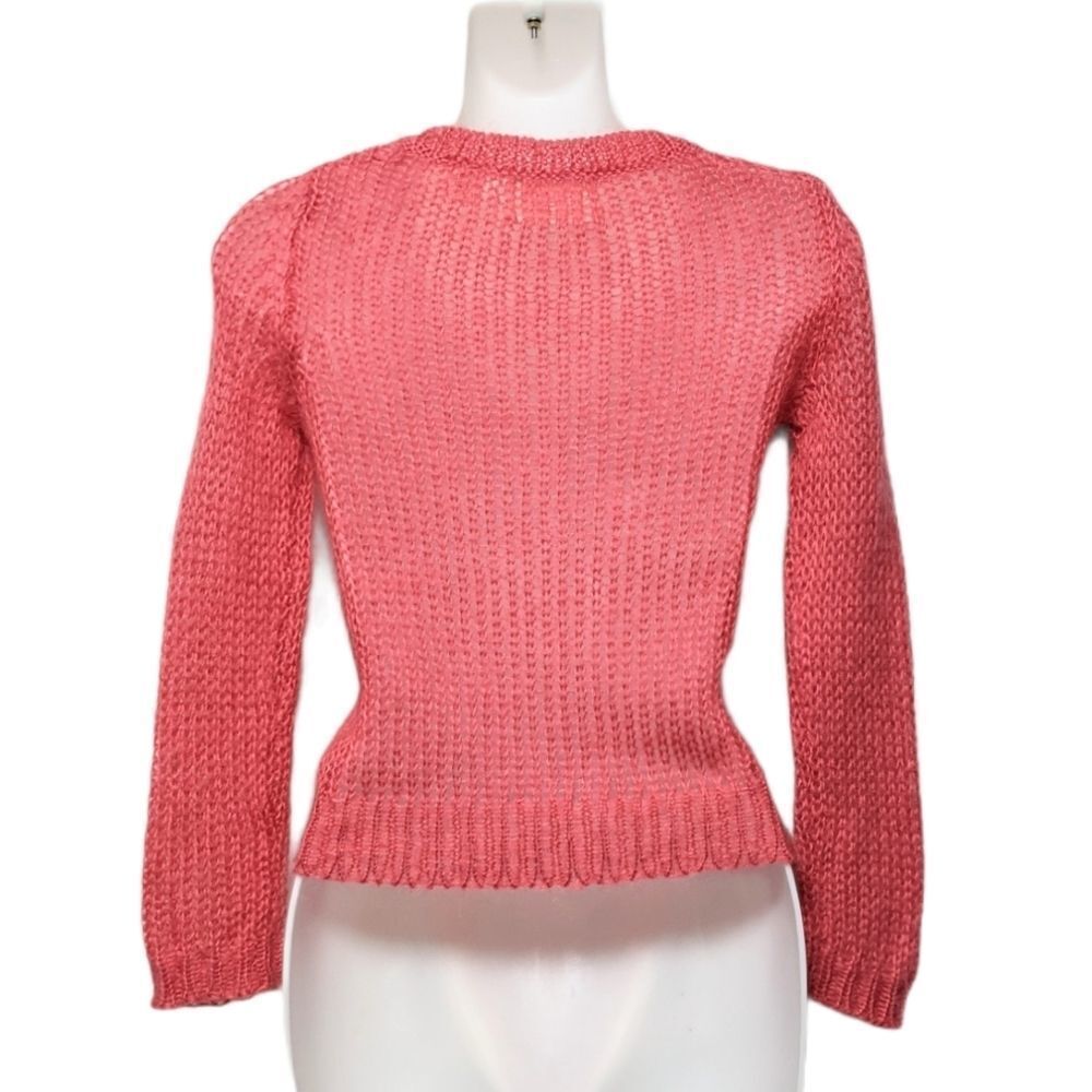 GUINEVERE Mohair Wool Pink Sweater Cardigan XS - Picture 4 of 5